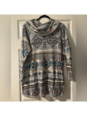 JODIFL Women’s Tunic Cowl neck Boutique Medium Aztec
